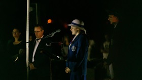 Student delivering speech at Dawn Service